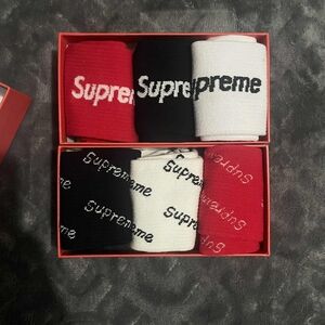 Supreme Socks Men's Red, Black, and White Socks Set